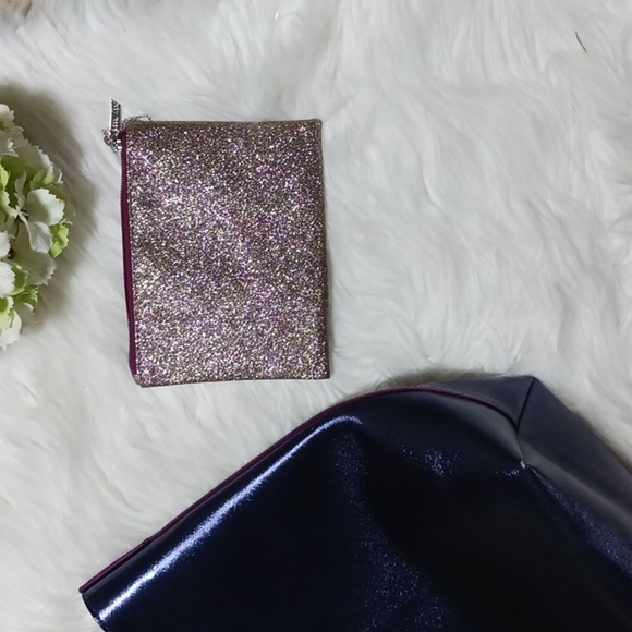 NWT Bath & Body Works large blue tote,  with small glitter pouch that zips - Picture 3 of 8